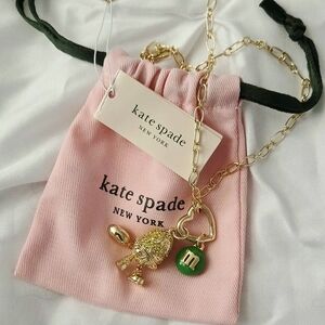 KATE SPADE x Limited Ed. 18" M&M GLD & GR Statement Necklace + Dustbag NWT